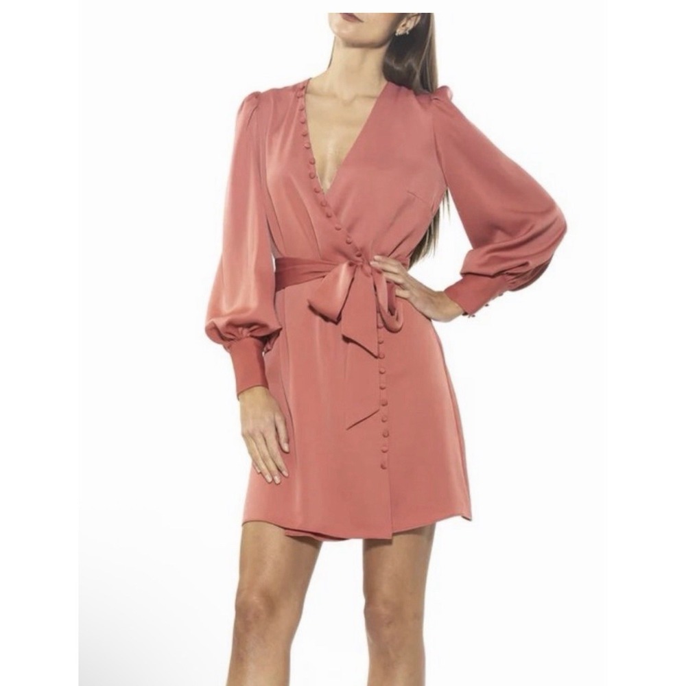 NW Alexia Admor Arya Wrap Mini Dress Size‎ 8 In Color Terra